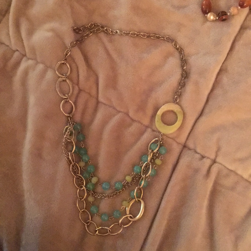 Aqua lime green necklace